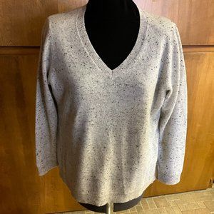 Charter Club NWOT 2-ply Cashmere V-Neck Sweater Marled Blk & White
